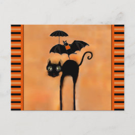 Black Cat Halloween Postkarte