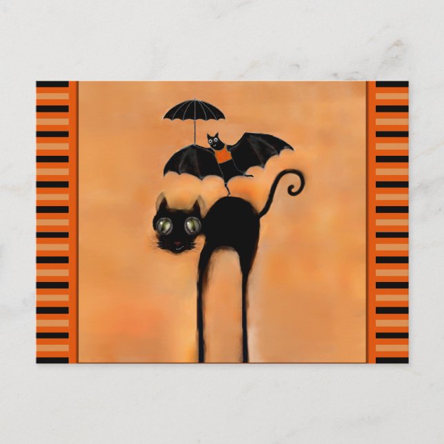 Black Cat Halloween Postkarte (Vorderseite)