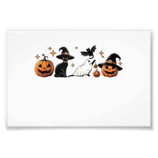 Black Cat Halloween Pumpkin Boo Ghost Witch Spooky Fotodruck