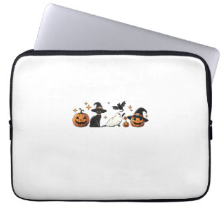 Black Cat Halloween Pumpkin Boo Ghost Witch Spooky Laptopschutzhülle