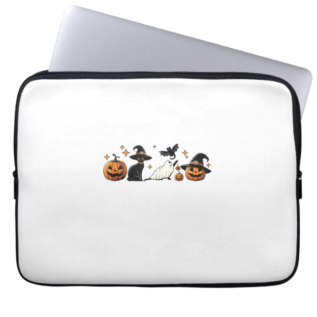 Black Cat Halloween Pumpkin Boo Ghost Witch Spooky Laptopschutzhülle (Vorderseite)