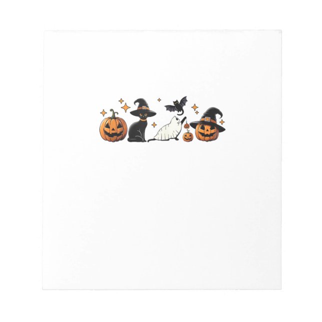 Black Cat Halloween Pumpkin Boo Ghost Witch Spooky Notizblock (Vorderseite)
