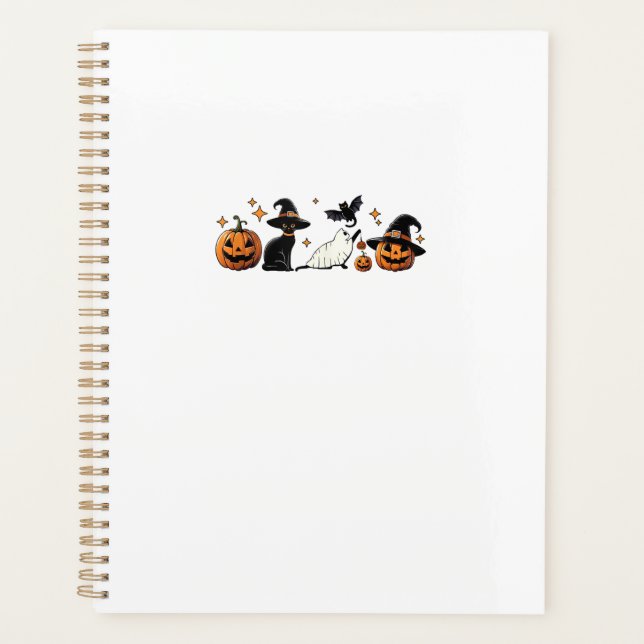 Black Cat Halloween Pumpkin Boo Ghost Witch Spooky Planer (Vorderseite)