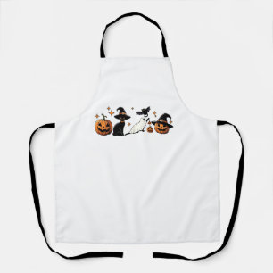 Black Cat Halloween Pumpkin Boo Ghost Witch Spooky Schürze