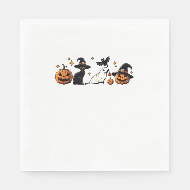 Black Cat Halloween Pumpkin Boo Ghost Witch Spooky Serviette (Vorderseite)