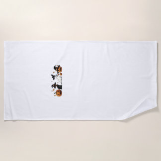 Black Cat Halloween Pumpkin Boo Ghost Witch Spooky Strandtuch