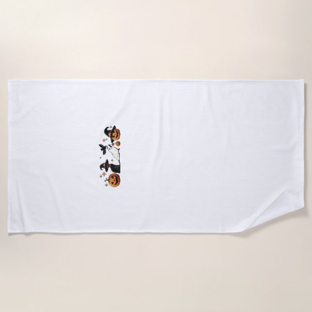 Black Cat Halloween Pumpkin Boo Ghost Witch Spooky Strandtuch (Vorderseite)