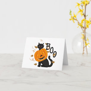 Black Cat Halloween Pumpkin Karte