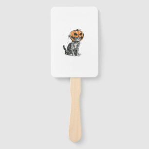 Black Cat Halloween Pumpkin Kopf Kostüm für Frauen Fächer