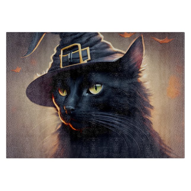 Black Cat Halloween Schneidebrett (Vorderseite)