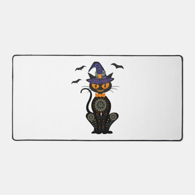 Black Cat Halloween Schreibtischunterlage (Vorderseite)