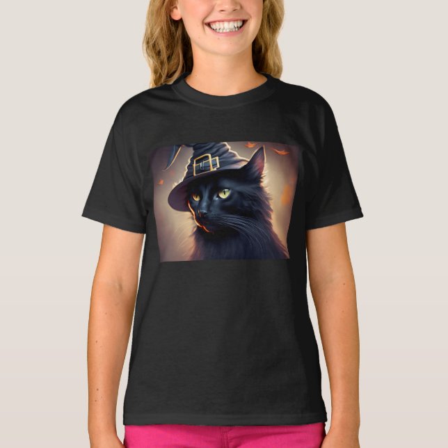 Black Cat Halloween T-Shirt (Vorderseite)
