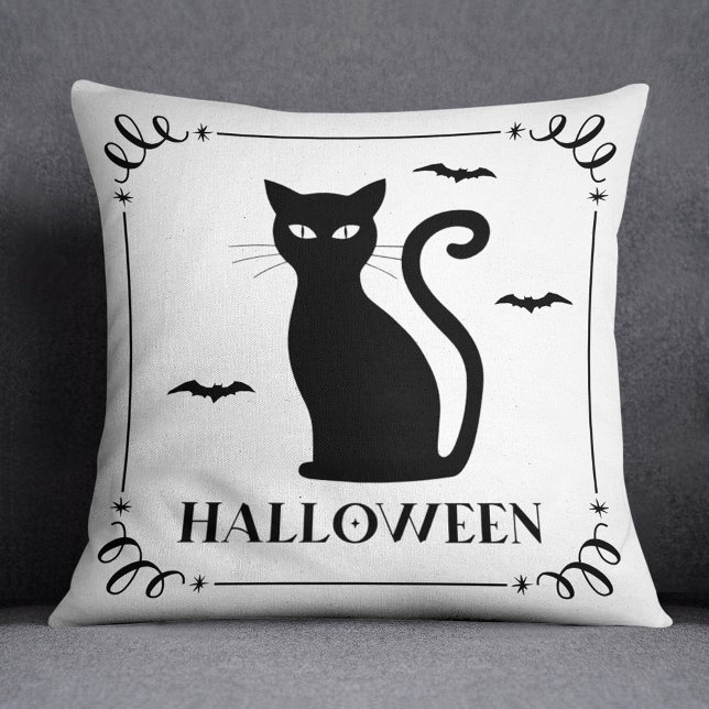 Black Cat Halloween Typografie Kissen (Von Creator hochgeladen)