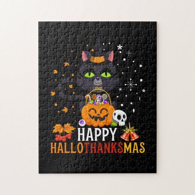 Black Cat Halloween und frohe Weihnachten (Vertikal)