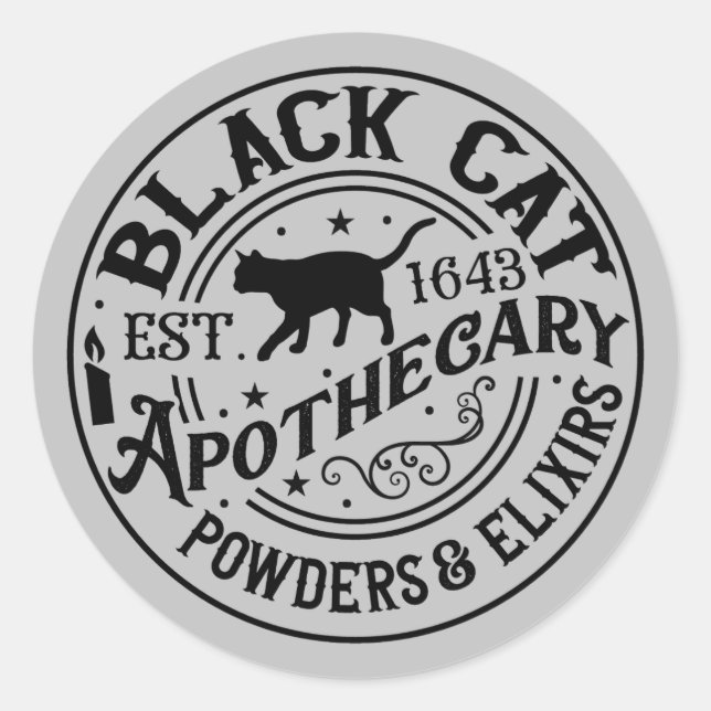 Black Cat Halloween Wortkunstmixe Runder Aufkleber (Vorderseite)