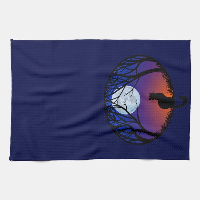 Black Cat Handtuch Black Cat Tea Handtücher Katze  (Horizontal)