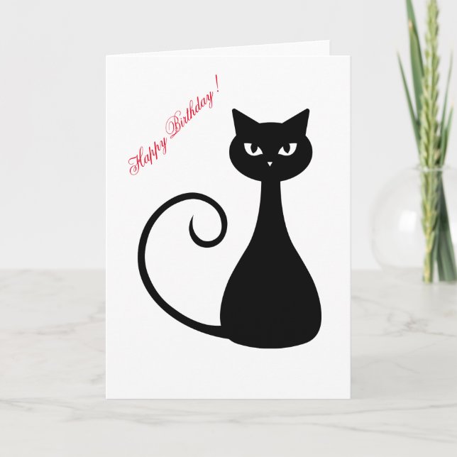 Black Cat Happy Birthday Card Karte (Vorderseite)