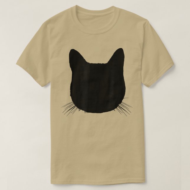 Black Cat Head Silhouette Funny Tabby Feline Lover T-Shirt (Design vorne)