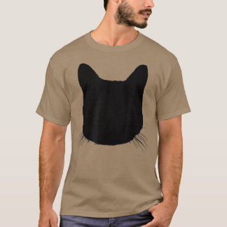 Black Cat Head Silhouette Funny Tabby Feline Lover T-Shirt