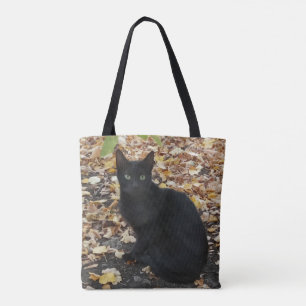 Black Cat Herbstlaubs Fotografie Tasche