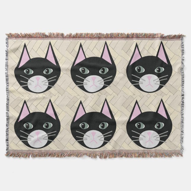 Black Cat Herringbone Beige Decke (Vorderseite)