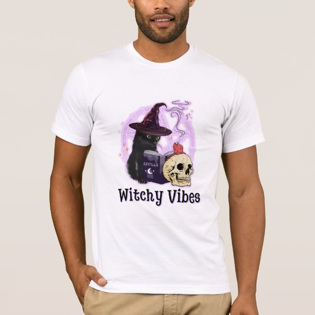Black Cat Hexe Halloween T-Shirt (Vorderseite)