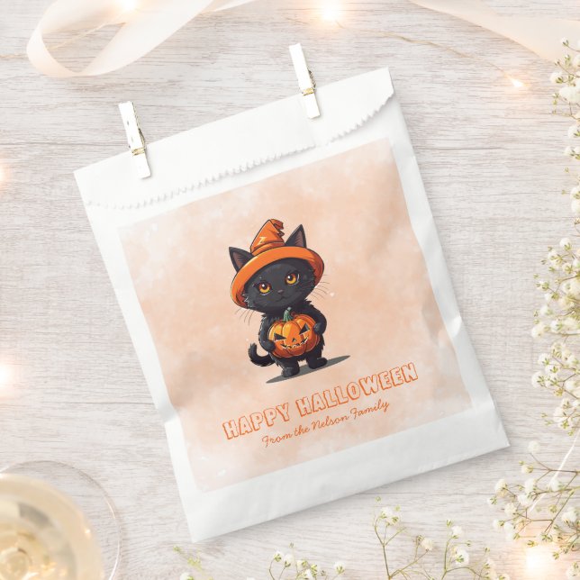 Black Cat Hexen Hat Pumpkin glücklich Halloween Geschenktütchen (Ausgeschnitten)