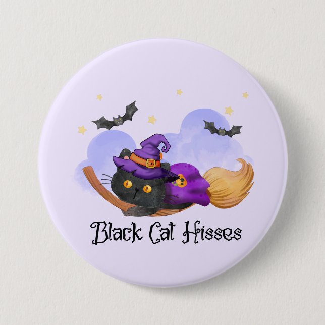 Black Cat Hisses Button (Vorderseite)