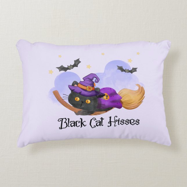 Black Cat Hisses Dekokissen (Vorderseite)