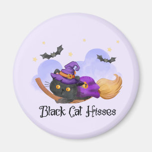 Black Cat Hisses Magnet