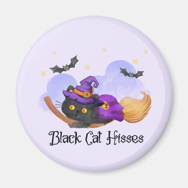Black Cat Hisses Magnet (Vorne)