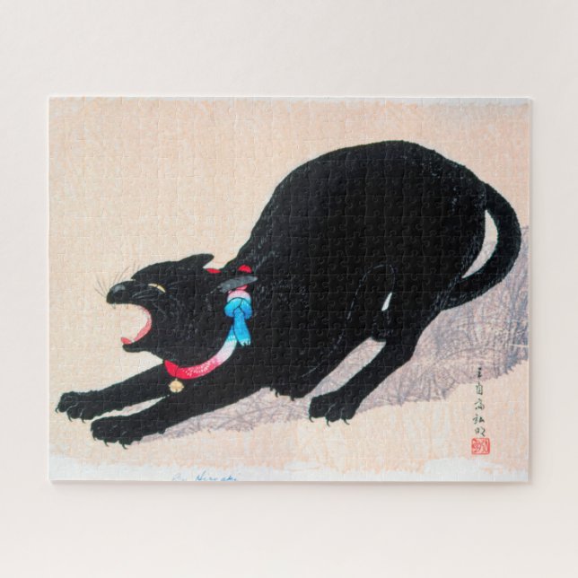 Black Cat Hissing Fine Art von Hiroaki Takahashi (Horizontal)