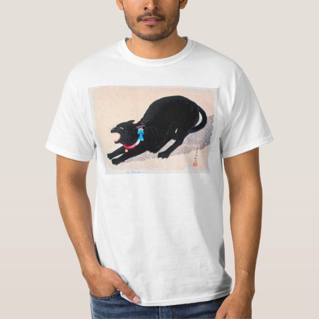 Black Cat Hissing Fine Art von Hiroaki Takahashi T-Shirt (Vorderseite)