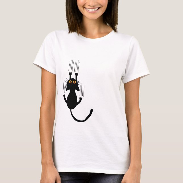 Black Cat Holding T-Shirt (Vorderseite)