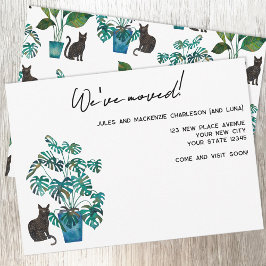Black Cat Houseplant Moving New Home Announcement Ankündigung