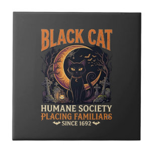 Black Cat Humane Society Halloween Halbmond L Fliese