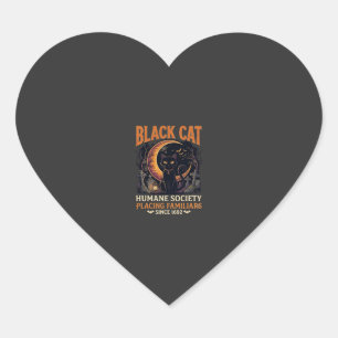 Black Cat Humane Society Halloween Halbmond L Herz-Aufkleber