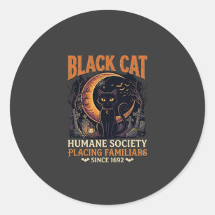 Black Cat Humane Society Halloween Halbmond L Runder Aufkleber