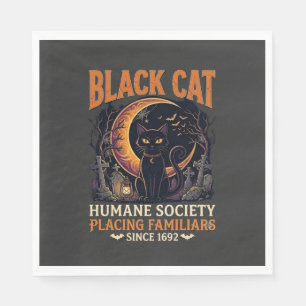 Black Cat Humane Society Halloween Halbmond L Serviette