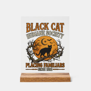 Black Cat Humane Society Halloween Vollmond Fleder Acrylschild