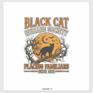 Black Cat Humane Society Halloween Vollmond Fleder Aufkleber