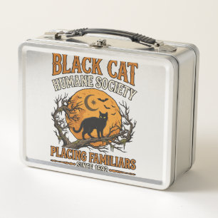 Black Cat Humane Society Halloween Vollmond Fleder Metall Brotdose