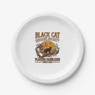 Black Cat Humane Society Halloween Vollmond Fleder Pappteller