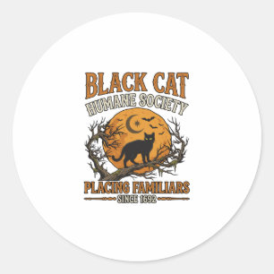 Black Cat Humane Society Halloween Vollmond Fleder Runder Aufkleber