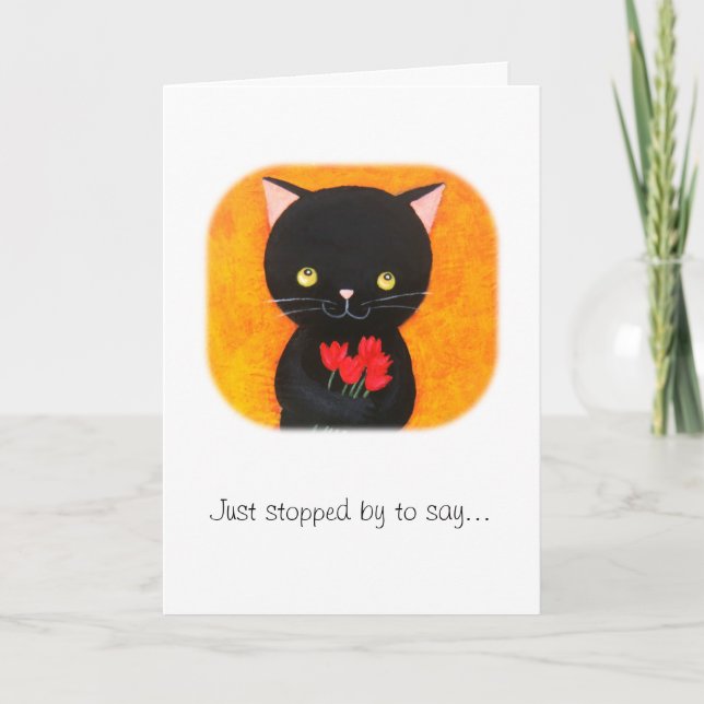 Black Cat I Love You Card Carte Saint Valentin (Devant)