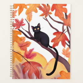 Black Cat in a Tree | Fall Autumn Spooky Cute Planer