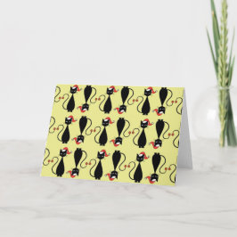 Black Cat in einem Weihnachtshut Feiertagskarte