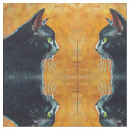 Black Cat in Profile Fabric von Rachel M Brown Stoff
