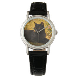 Black Cat in the Flowers I Armbanduhr