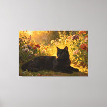 Black Cat in the Flowers I